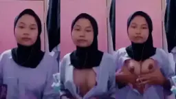 VCS Hijab Daun Masih Muda Sange Remes Toket Video by NoBokep